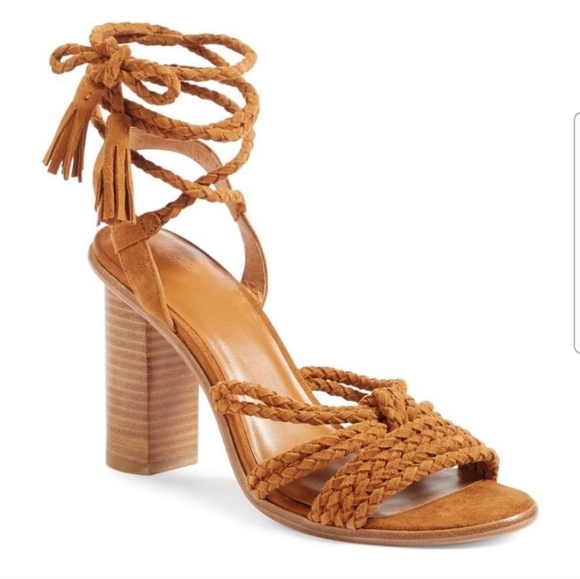 Joies Banji Braided Suede Leather Ankle Wrap Boho Sandals Womens Size 36 - Picture 1 of 12
